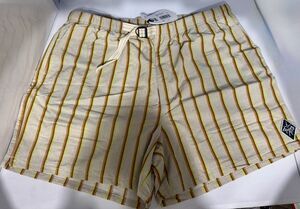 prAna Indio Heritage Men's L Chino Shorts Striped 5" Inseam Elastic Pockets